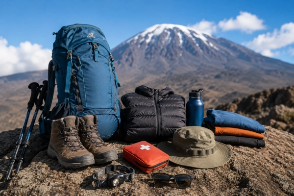 Ausrüstung zur Besteigung des Kili
